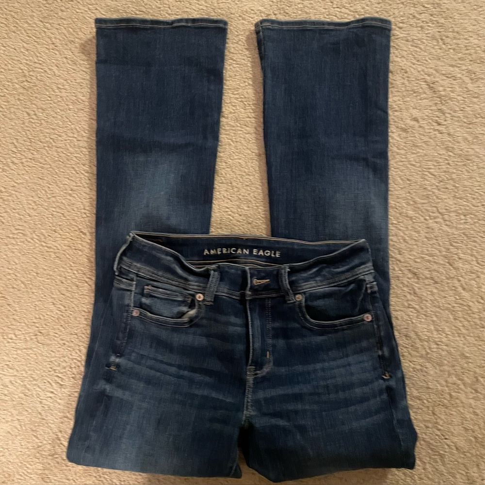 American Eagle Kick Boot Flair Jeans Size 4 - Picture 2 of 9